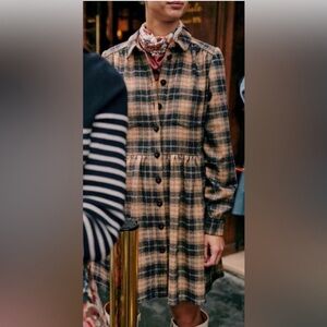 Sézane Leana Mini Wool Plaid Dress in Carreaux Brooklyn - EU/34 - US/2
